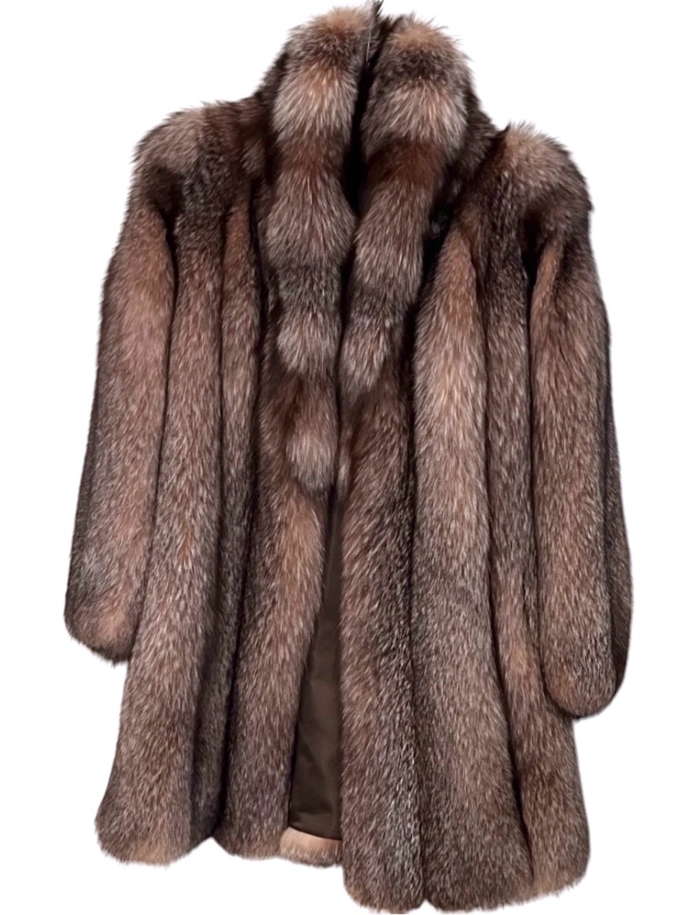 Crystal fox Luxurious Brown Fox Fur Coat